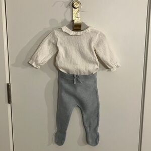Zara Kids Set - Cream Top & Gray Pants
